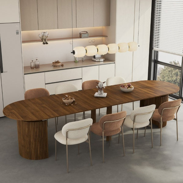 English Elm Extendable Solid Wood Dining Table Seats Ten Foldable Console for Small Spaces W1321S00069