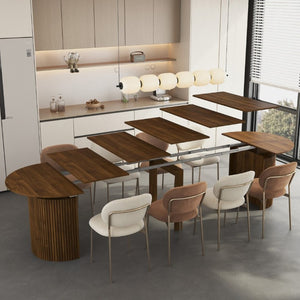 English Elm Extendable Solid Wood Dining Table Seats Ten Foldable Console for Small Spaces W1321S00069