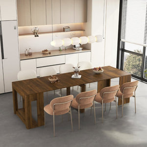 English Elm Extendable Wood Dining Table Foldable Console Desk for Apartments and Open Living Spaces W1321S00070