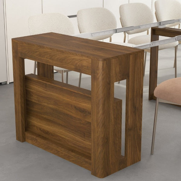 English Elm Extendable Wood Dining Table Foldable Console Desk for Apartments and Open Living Spaces W1321S00070