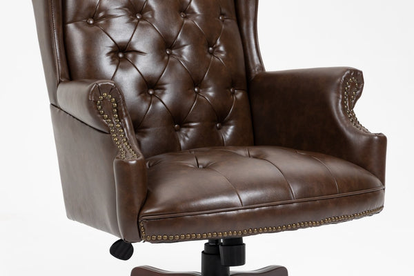 English Elm Executive High Back Pu Leather Office Chair with Foam Padded Seat and Ergonomic Support Brown W1333P488929