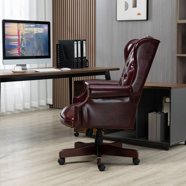 English Elm Executive High Back Pu Leather Office Chair with Foam Padded Seat and Ergonomic Support Burgundy W1333P488930