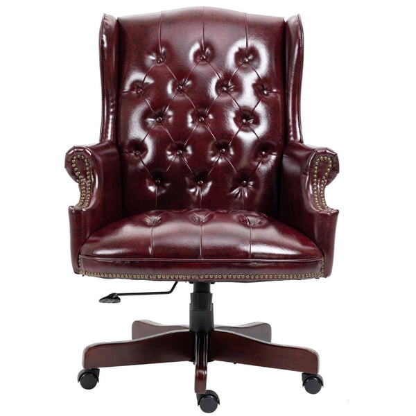 English Elm Executive High Back Pu Leather Office Chair with Foam Padded Seat and Ergonomic Support Burgundy W1333P488930