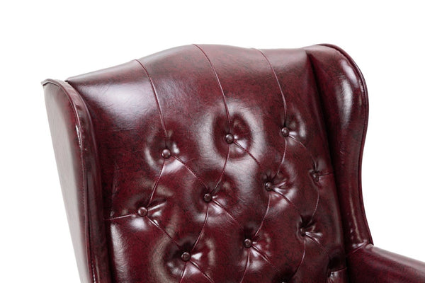 English Elm Executive High Back Pu Leather Office Chair with Foam Padded Seat and Ergonomic Support Burgundy W1333P488930