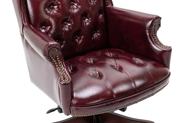 English Elm Executive High Back Pu Leather Office Chair with Foam Padded Seat and Ergonomic Support Burgundy W1333P488930