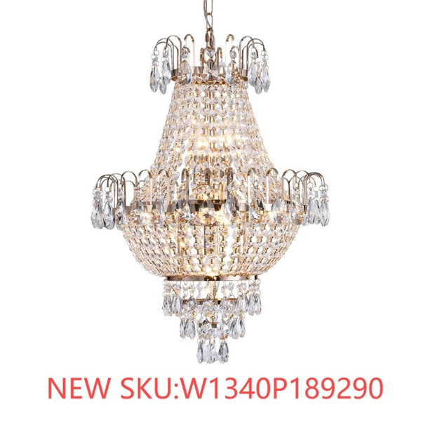English Elm New K9 Crystal Sphere Tiered Chandelier Gold Frame Foyer Stairwell Statement Light W1340102270