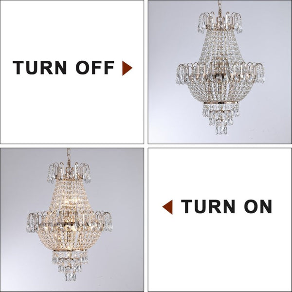 English Elm New K9 Crystal Sphere Tiered Chandelier Gold Frame Foyer Stairwell Statement Light W1340102270