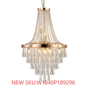 English Elm New Tiered K9 Crystal Chandelier Gold Frame Adjustable Drop for Foyer or Dining W1340102274