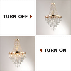English Elm New Tiered K9 Crystal Chandelier Gold Frame Adjustable Drop for Foyer or Dining W1340102274