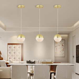English Elm Pendant Globe Lights Set of Three Dimmable LED Mid-Century Metal Shades for Kitchen Island W1340102275