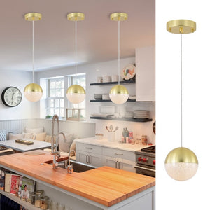 English Elm Pendant Globe Lights Set of Three Dimmable LED Mid-Century Metal Shades for Kitchen Island W1340102275