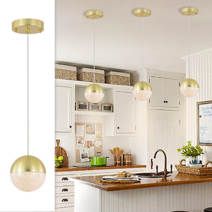 English Elm Pendant Globe Lights Set of Three Dimmable LED Mid-Century Metal Shades for Kitchen Island W1340102275