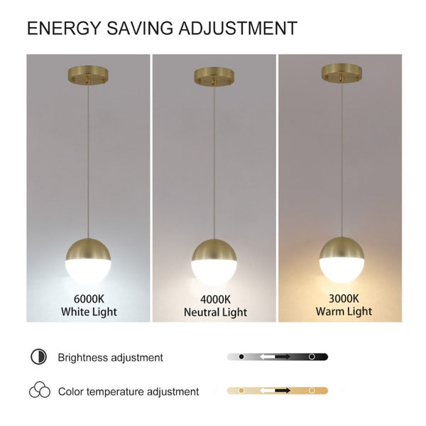 English Elm Pendant Globe Lights Set of Three Dimmable LED Mid-Century Metal Shades for Kitchen Island W1340102275