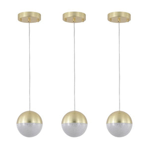English Elm Pendant Globe Lights Set of Three Dimmable LED Mid-Century Metal Shades for Kitchen Island W1340102275
