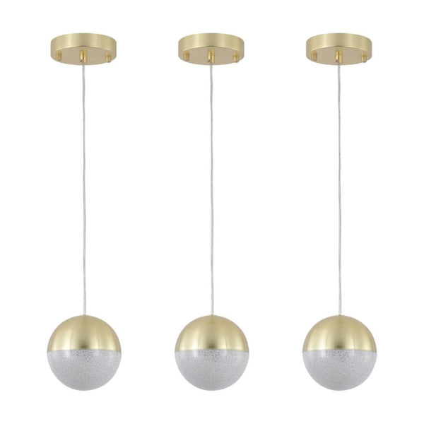 English Elm Pendant Globe Lights Set of Three Dimmable LED Mid-Century Metal Shades for Kitchen Island W1340102275