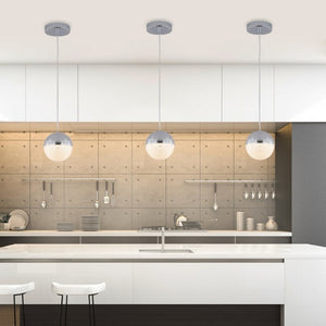 English Elm Pendant Globe Lights Set of Three Matte Metal Mid-Century Dimmable Kitchen Island W1340102276