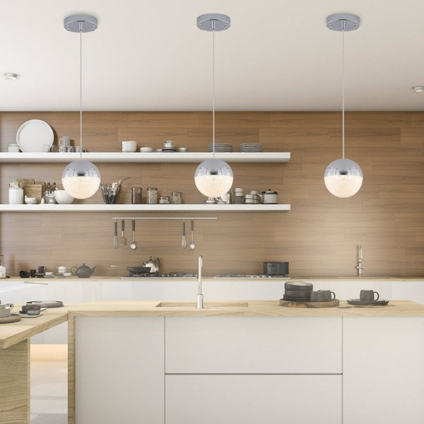 English Elm Pendant Globe Lights Set of Three Matte Metal Mid-Century Dimmable Kitchen Island W1340102276