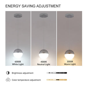 English Elm Pendant Globe Lights Set of Three Matte Metal Mid-Century Dimmable Kitchen Island W1340102276