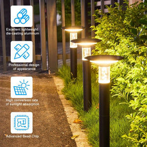 English Elm 22(H 22\(H) Black Solar LED Pathway Stake Light IP65 Waterproof Dusk to Dawn Yard Accent W1340103858