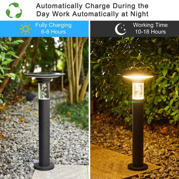 English Elm 22(H 22\(H) Black Solar LED Pathway Stake Light IP65 Waterproof Dusk to Dawn Yard Accent W1340103858