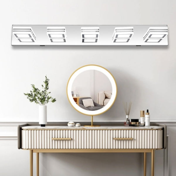 English Elm New 5 Head Chrome Vanity Light Bar 32 Inch LED Bathroom Mirror Fixture Slim W1340103888