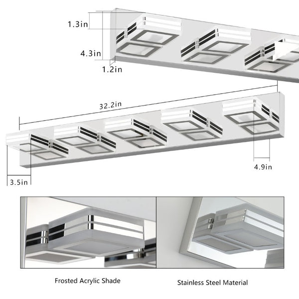 English Elm New 5 Head Chrome Vanity Light Bar 32 Inch LED Bathroom Mirror Fixture Slim W1340103888