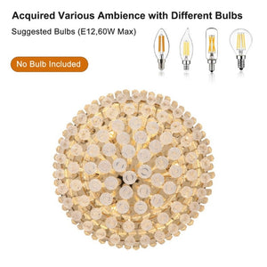 English Elm New K9 Crystal Flush Mount Chandelier Gold Iron Frame 6 Light Glam Ceiling Fixture W1340110372