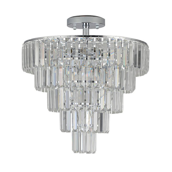 English Elm Same Five Tier K9 Crystal Chandelier White Chrome Frame Ambient Living Dining Room Light W1340110373