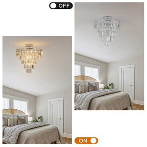 English Elm Same Five Tier K9 Crystal Chandelier White Chrome Frame Ambient Living Dining Room Light W1340110373