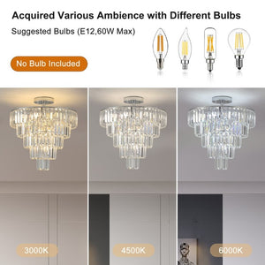 English Elm Same Five Tier K9 Crystal Chandelier White Chrome Frame Ambient Living Dining Room Light W1340110373