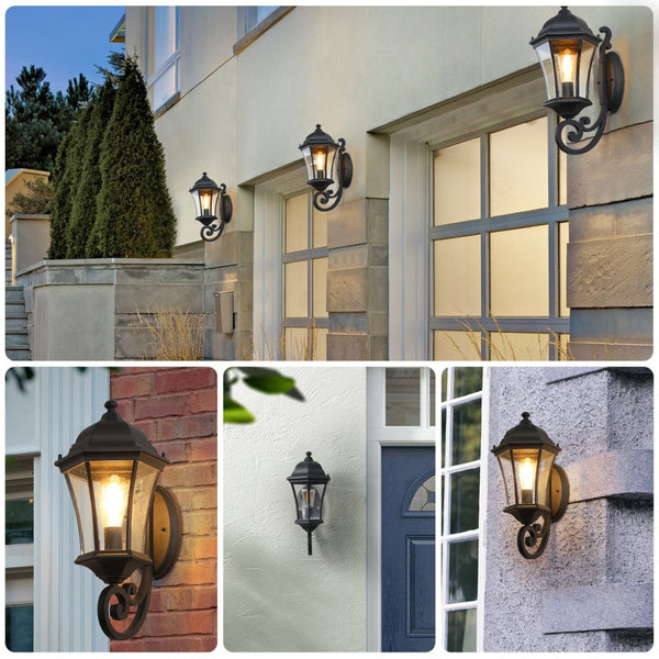 English Elm 1-pack Vintage Matte Black Aluminum Outdoor Wall Sconce with Clear Bubble Glass W1340110436