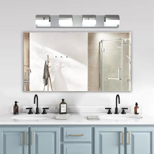 English Elm New 4-Light LED Vanity Bar Chrome Stainless Steel Bath Wall Fixture Acrylic Shade W1340110600