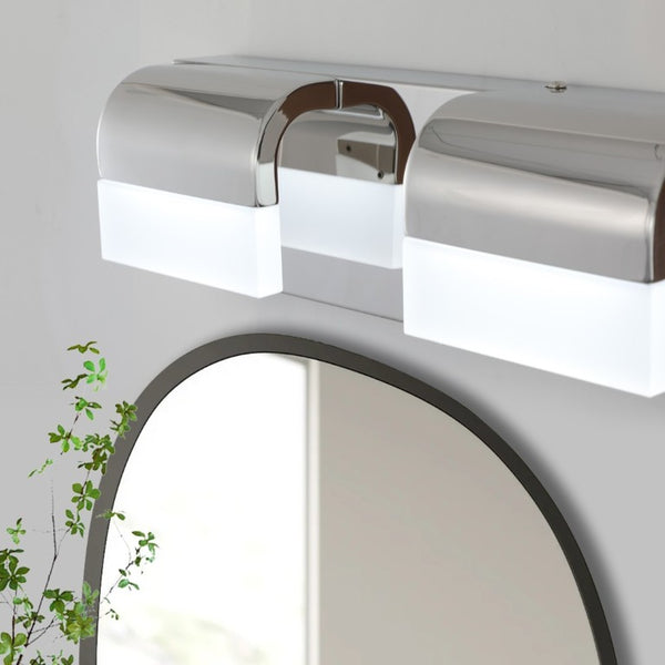English Elm New 4-Light LED Vanity Bar Chrome Stainless Steel Bath Wall Fixture Acrylic Shade W1340110600