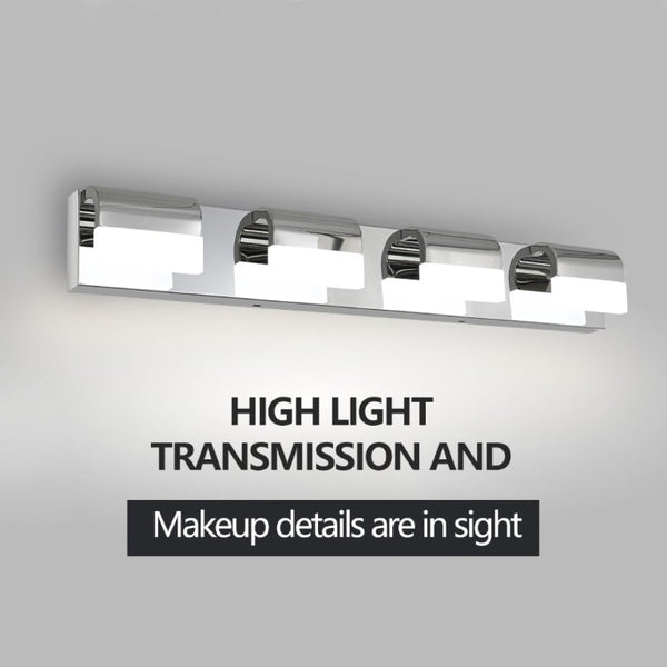 English Elm New 4-Light LED Vanity Bar Chrome Stainless Steel Bath Wall Fixture Acrylic Shade W1340110600