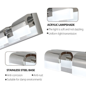 English Elm New 4-Light LED Vanity Bar Chrome Stainless Steel Bath Wall Fixture Acrylic Shade W1340110600