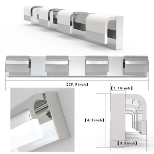 English Elm New 4-Light LED Vanity Bar Chrome Stainless Steel Bath Wall Fixture Acrylic Shade W1340110600