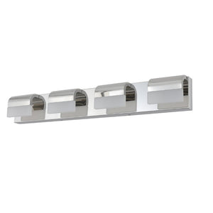 English Elm New 4-Light LED Vanity Bar Chrome Stainless Steel Bath Wall Fixture Acrylic Shade W1340110600