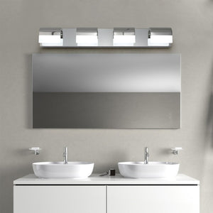 English Elm New 4-Light LED Vanity Bar Chrome Stainless Steel Bath Wall Fixture Acrylic Shade W1340110600