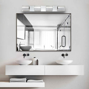 English Elm New 4-Light LED Vanity Bar Chrome Stainless Steel Bath Wall Fixture Acrylic Shade W1340110600