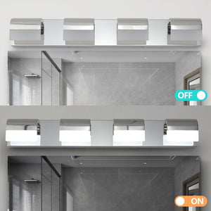 English Elm New 4-Light LED Vanity Bar Chrome Stainless Steel Bath Wall Fixture Acrylic Shade W1340110600