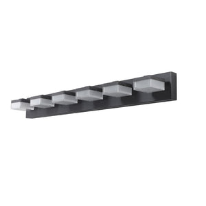 English Elm New Six Globe Frosted LED Vanity Light Matte Black Iron Bath Bar Fixture W1340110609