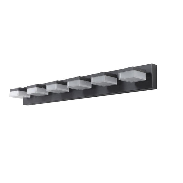 English Elm New Six Globe Frosted LED Vanity Light Matte Black Iron Bath Bar Fixture W1340110609