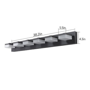 English Elm New Six Globe Frosted LED Vanity Light Matte Black Iron Bath Bar Fixture W1340110609