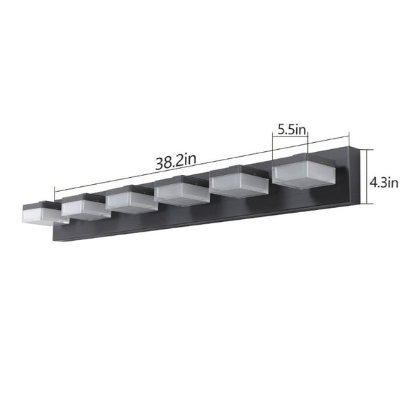English Elm New Six Globe Frosted LED Vanity Light Matte Black Iron Bath Bar Fixture W1340110609