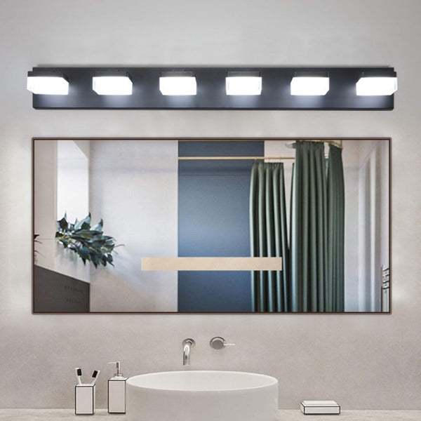 English Elm New Six Globe Frosted LED Vanity Light Matte Black Iron Bath Bar Fixture W1340110609