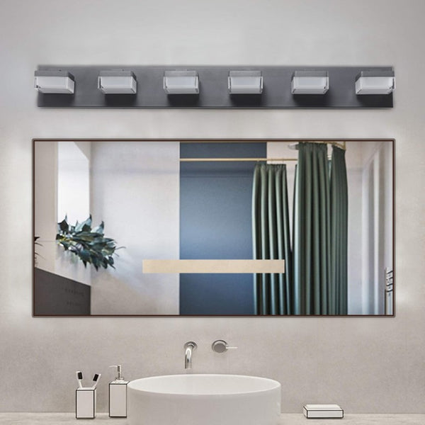 English Elm New Six Globe Frosted LED Vanity Light Matte Black Iron Bath Bar Fixture W1340110609