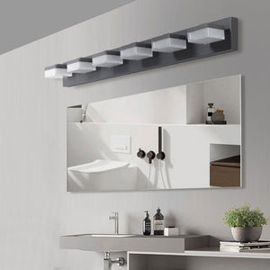English Elm New Six Globe Frosted LED Vanity Light Matte Black Iron Bath Bar Fixture W1340110609