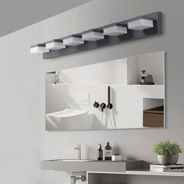 English Elm New Six Globe Frosted LED Vanity Light Matte Black Iron Bath Bar Fixture W1340110609