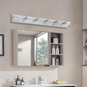 English Elm Same Chrome Six Globe LED Vanity Light Bar Sleek Acrylic Shades for Bathroom Mirrors W1340110610