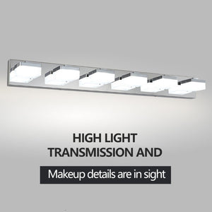 English Elm Same Chrome Six Globe LED Vanity Light Bar Sleek Acrylic Shades for Bathroom Mirrors W1340110610